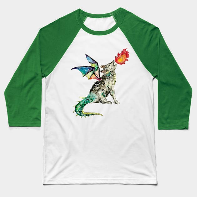 Wolf Dragon Baseball T-Shirt by aquabun